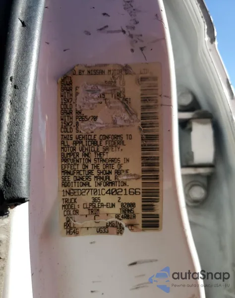 2001 Nissan Frontier Crew Cab Xe z USA, uszkodzony, nr VIN 1N6ED27T01C402166